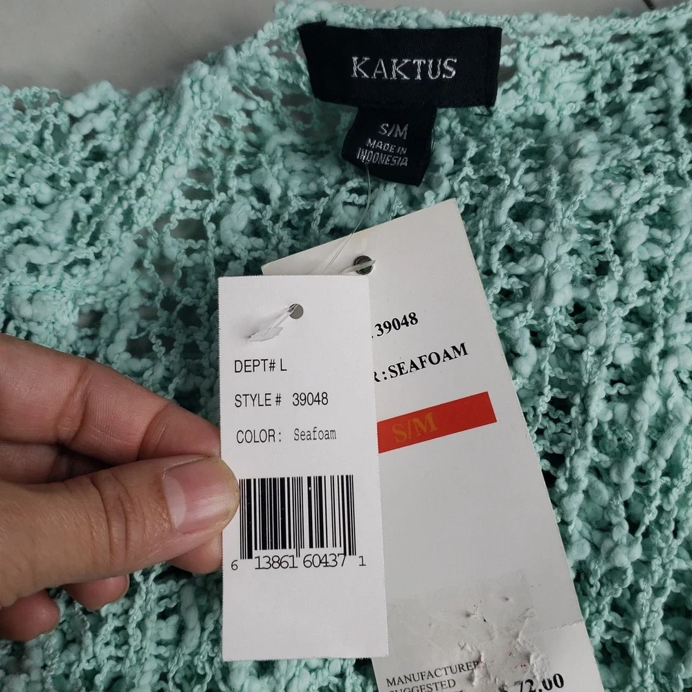 NEW Kaktus Open Knit Soft Open Front Long Sleeves Cardigan Size S/M Beachy - Picture 9 of 16